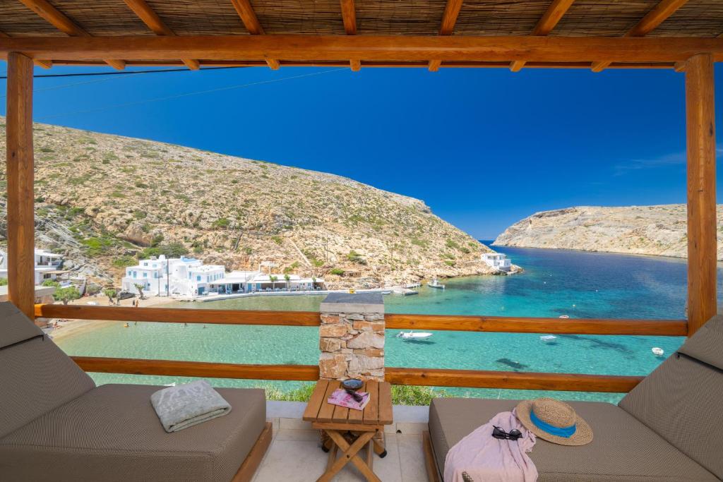 a view of the ocean from a villa at Ethereal House - Seafront by Cheronissos Beach in Cherronisos