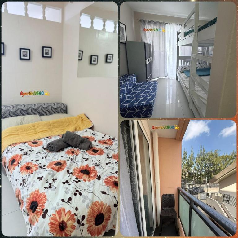 a bedroom with a bed and a balcony at Sparkle2600 at Megatower 1 in Baguio