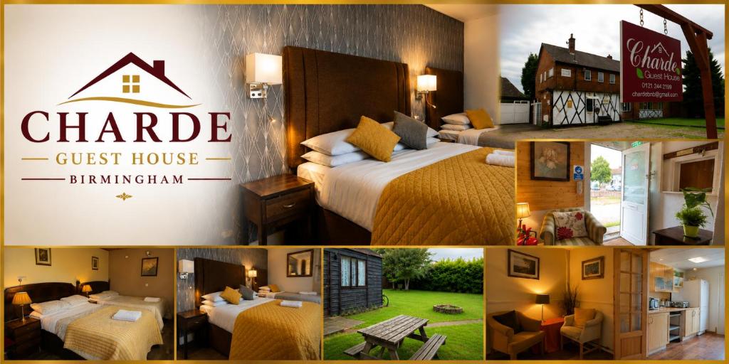 a collage of pictures of a guest house with a hotel at Charde Guest House in Birmingham