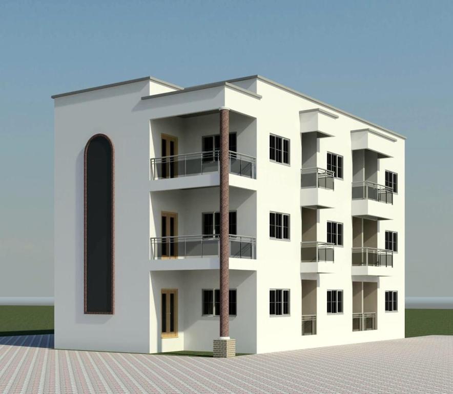 a rendering of a white apartment building at Antopom Heights & Suites in Sunyani