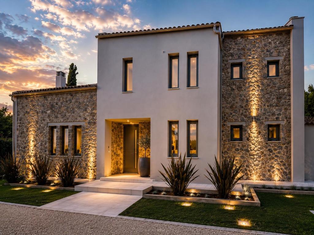 a large white house with a stone facade at Villa Tartaya Boutique Villa with Private Pool in Corfu in Dassia