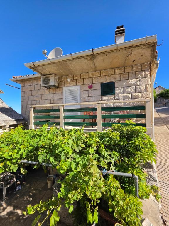 a building with a bunch of vines in front of it at Apartman Andrej in Povlja