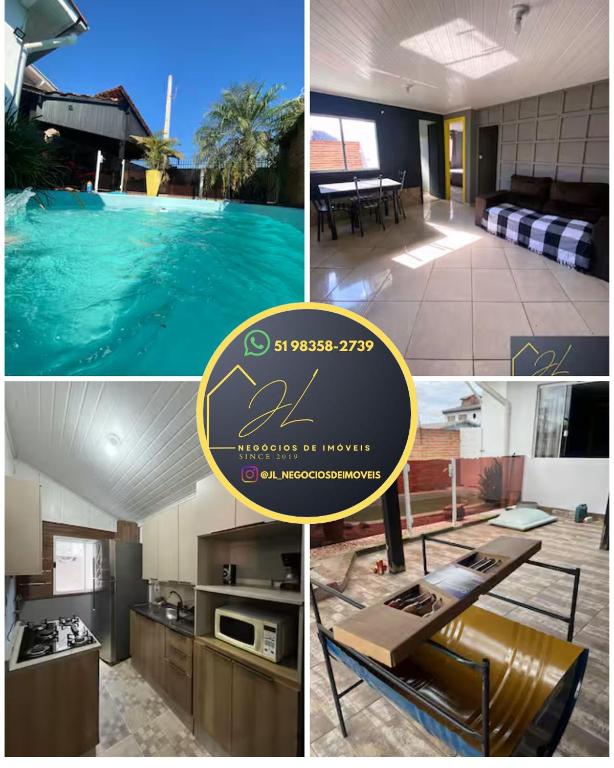 a collage of photos of a kitchen and a house at 10 - Casa completa com piscina, Wi-Fi e Garagem in São Leopoldo