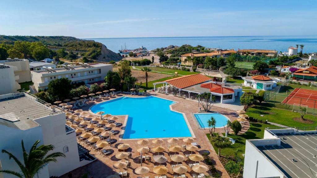 an aerial view of a resort with a swimming pool at Leonardo Kolymbia Resort Rhodes in Kolymbia