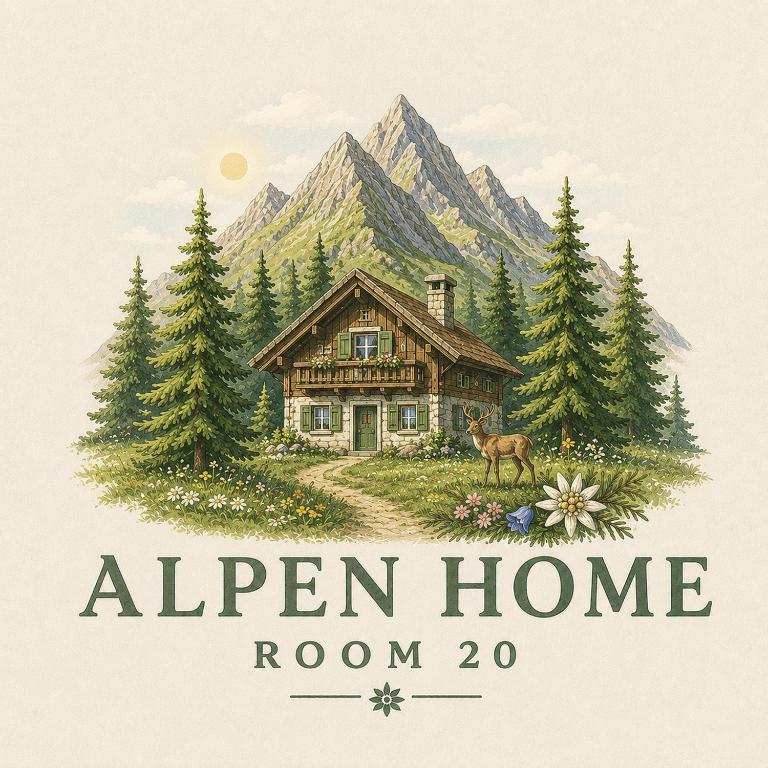 a drawing of a house with a mountain at Alpen Home Room 20 in Kaprun