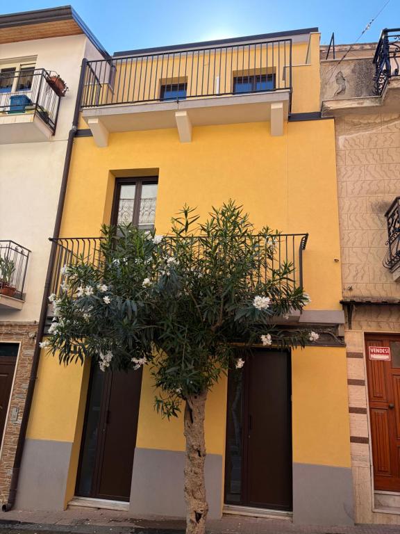 a yellow building with a tree in front of it at Casa Caterina in Graniti