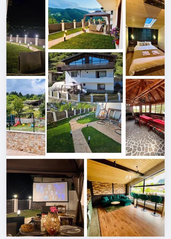 a collage of different pictures of a house at Къща за гости Шанови in Gʼovren