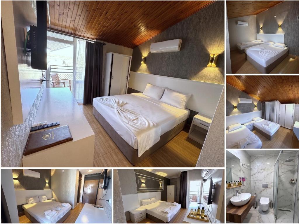 a collage of pictures of a hotel room with a bed at Park Marina Hotel in Kemer