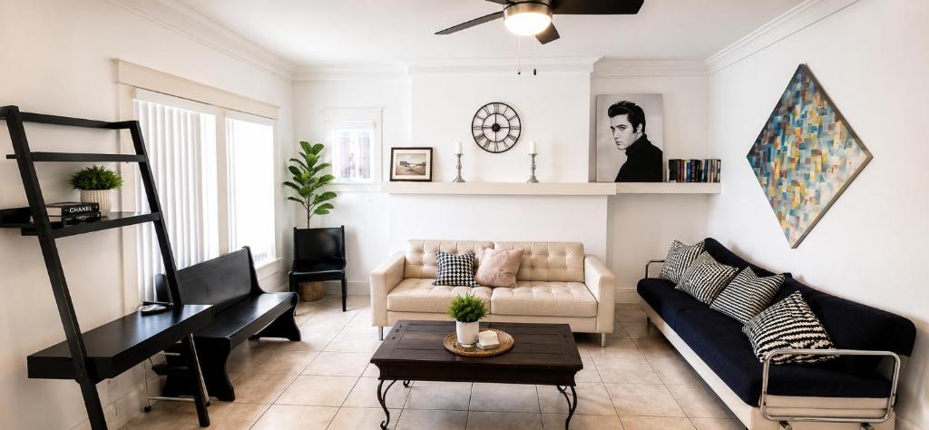 a living room with a couch and a table at Miami City Hostel in Miami