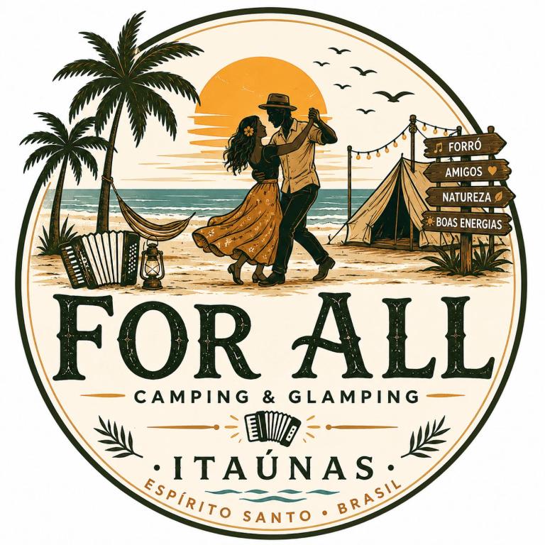 a poster for for all camping and dancing at Camping & Glamping For All in Itaúnas