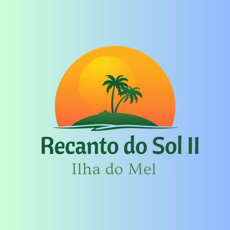 a palm tree on an island in front of a sunset at Recanto do Sol II in Ilha do Mel