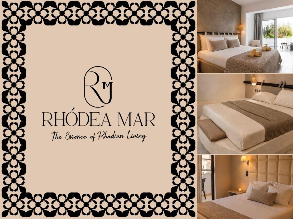 a collage of photos of a hotel room at RHODEA Mar in Faliraki