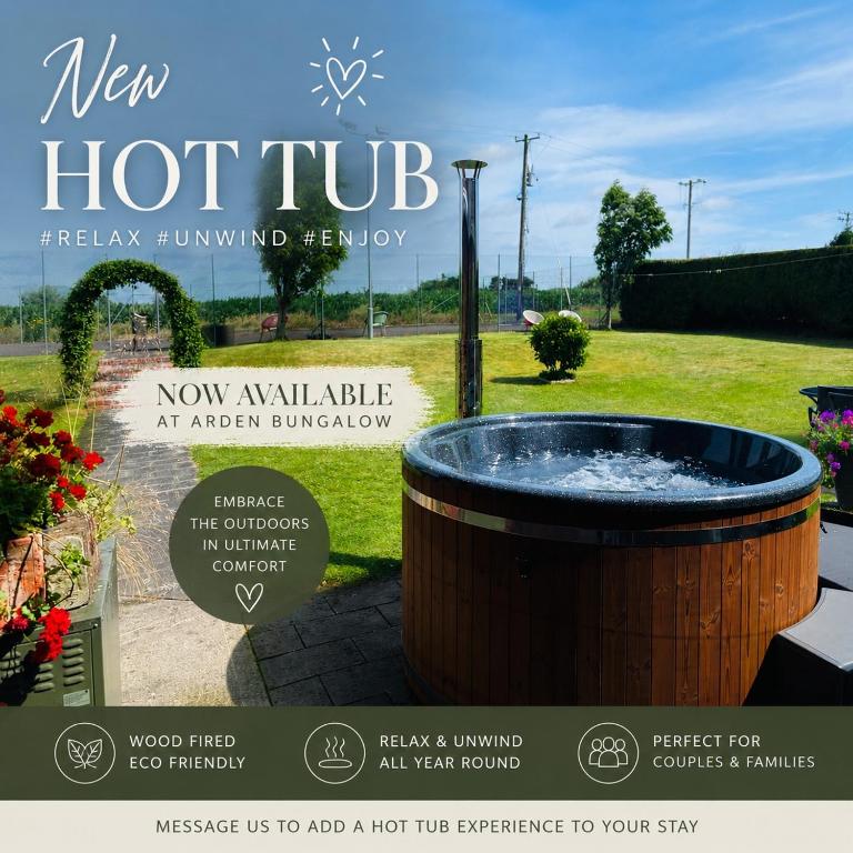 a poster for a new hot tub at a park at Arden Bungalow in Baltray