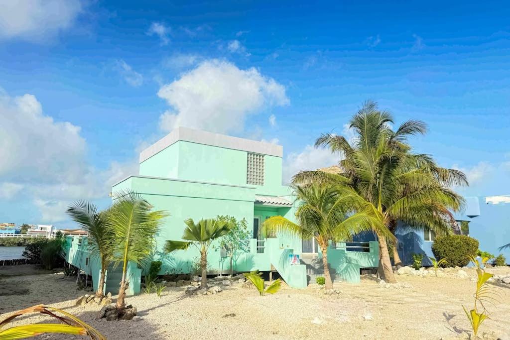 a house on the beach with palm trees at Villa 18 at Maralaguna in San Pedro