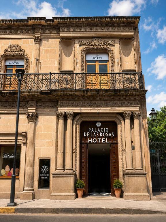 a building with a sign on the front of it at Palacio de las Rosas in Durango
