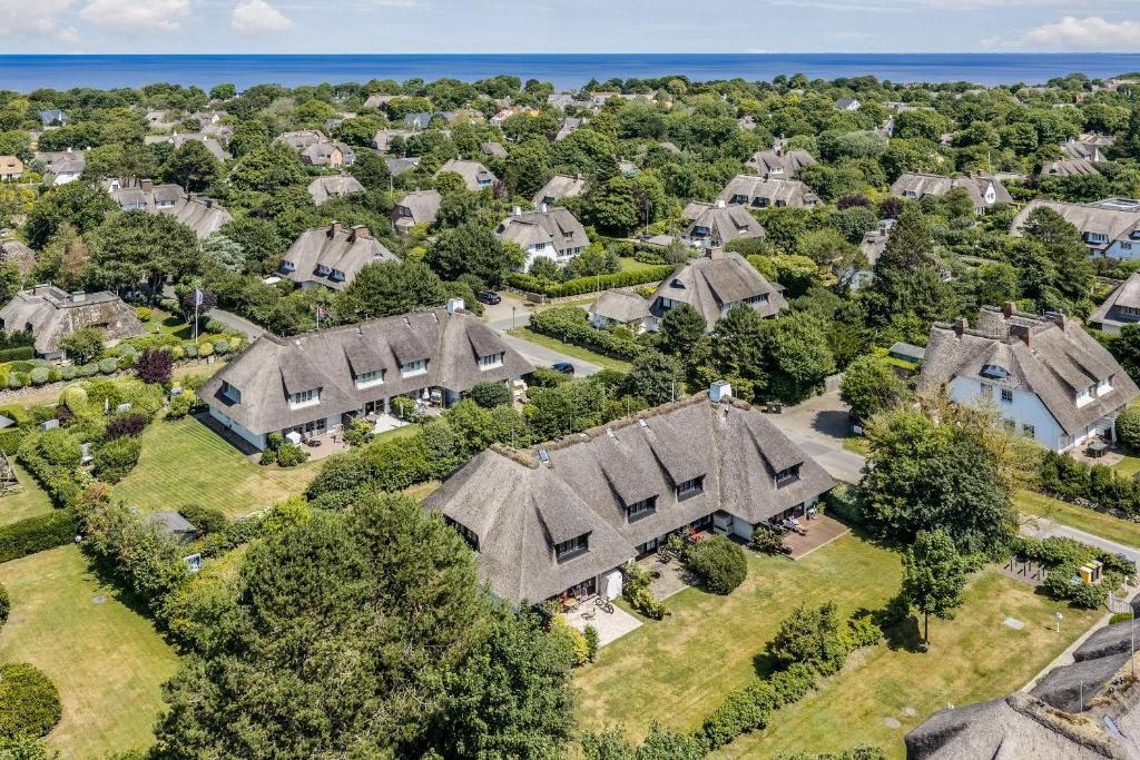 an aerial view of a row of homes at Sharky Bay in Keitum