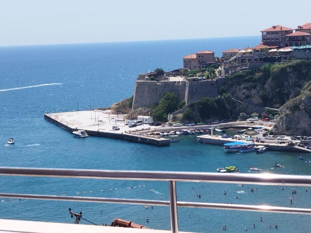 a view of a harbor with boats in the water at Cosy Apartment in Ulcinj with Sea View - 40 m² in Ulcinj