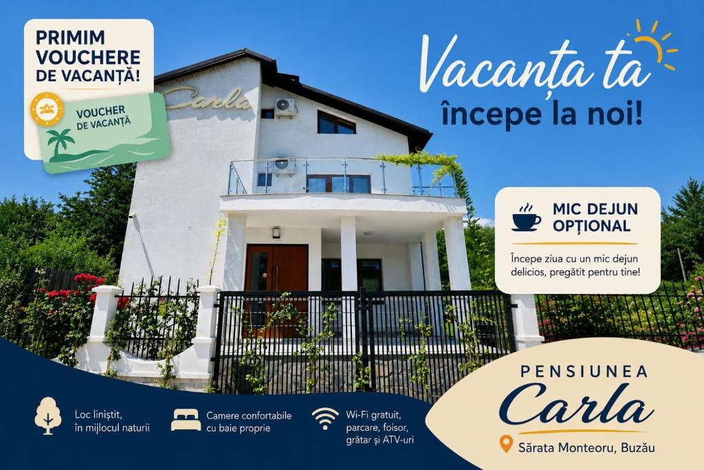 a poster for a villa in vacarina to inspire la not at Pensiunea CARLA in Sărata-Monteoru