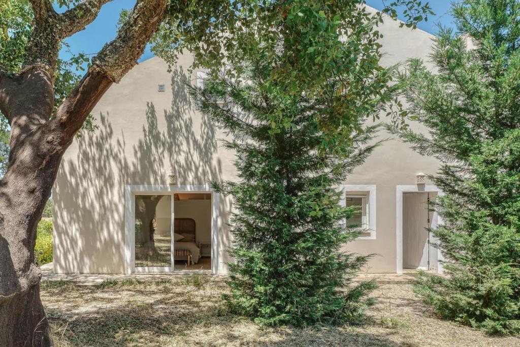 a white house with a tree in front of it at Casa do Sobreiro in Alcácer do Sal
