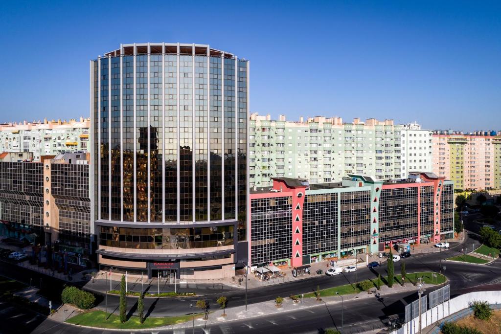 an aerial view of a city with tall buildings at Ramada by Wyndham Lisbon in Lisbon