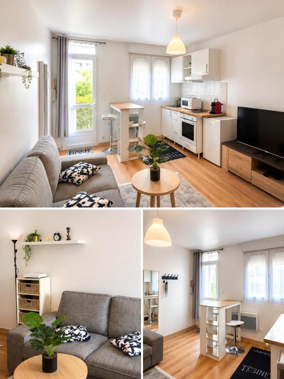 a living room and kitchen of a apartment at Superbe studio proche Disney in Champs-sur-Marne