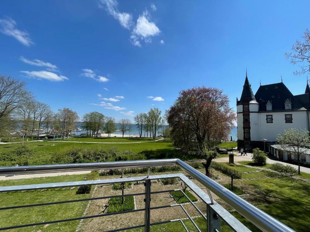 a view from the balcony of a house with a yard at Seeresidenz Klink in Klink