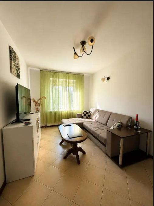 a living room with a couch and a table at Shangai apartman in Belgrade