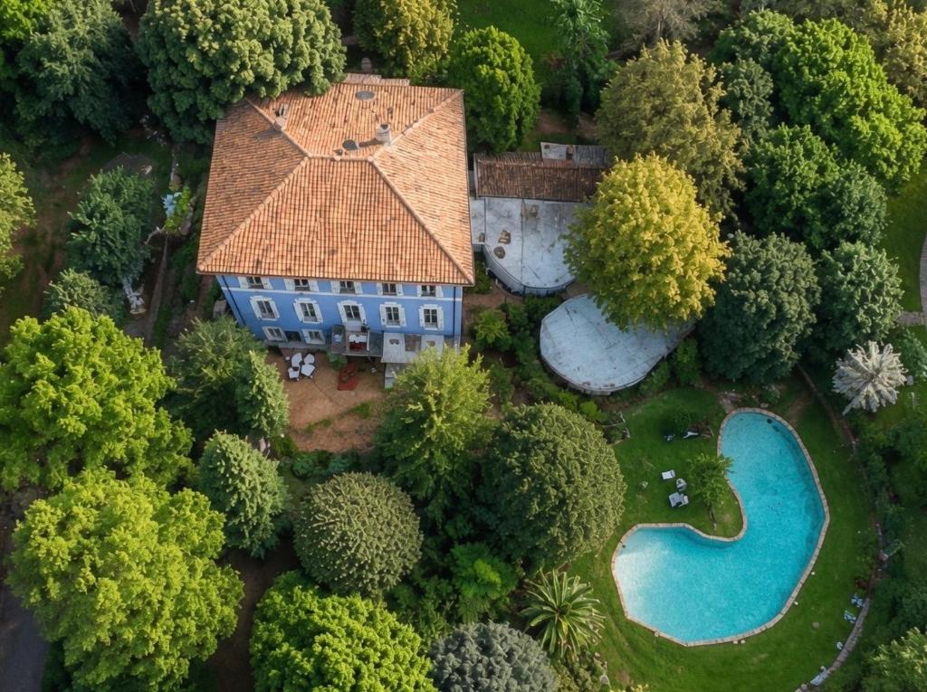an aerial view of a house with a roof at Resort Dei Limoni Tower Inn in Lucca