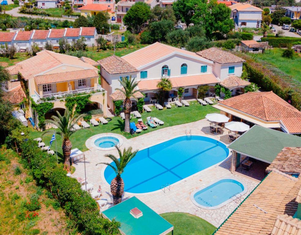 an aerial view of a villa with a swimming pool at Valentino Corfu in Ipsos