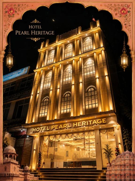 a large building with lights on top of it at Hotel Pearl Heritage in Jaipur