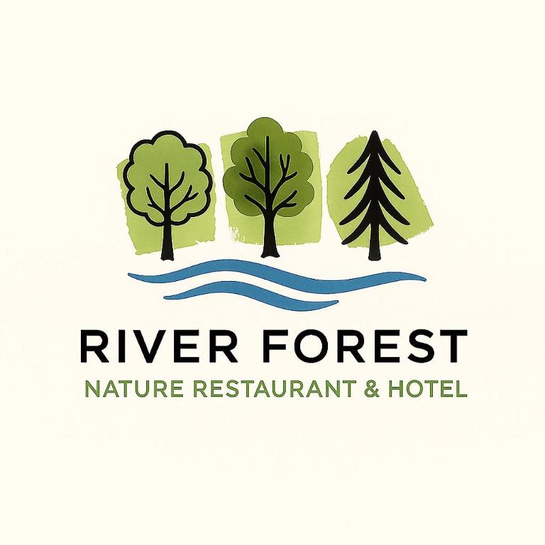 ein Logo für ein Flusswald-Naturrestaurant und Hotel in der Unterkunft Rıver Forest Hotel in İsmayıllı