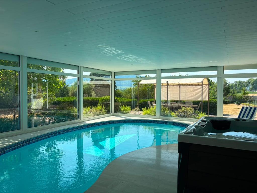 a large swimming pool in a house at Cosy Carré in Sélestat