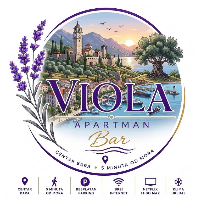 a bottle of vida a peruvian bar with a picture of a castle at Viola Studio Apartman in Bar