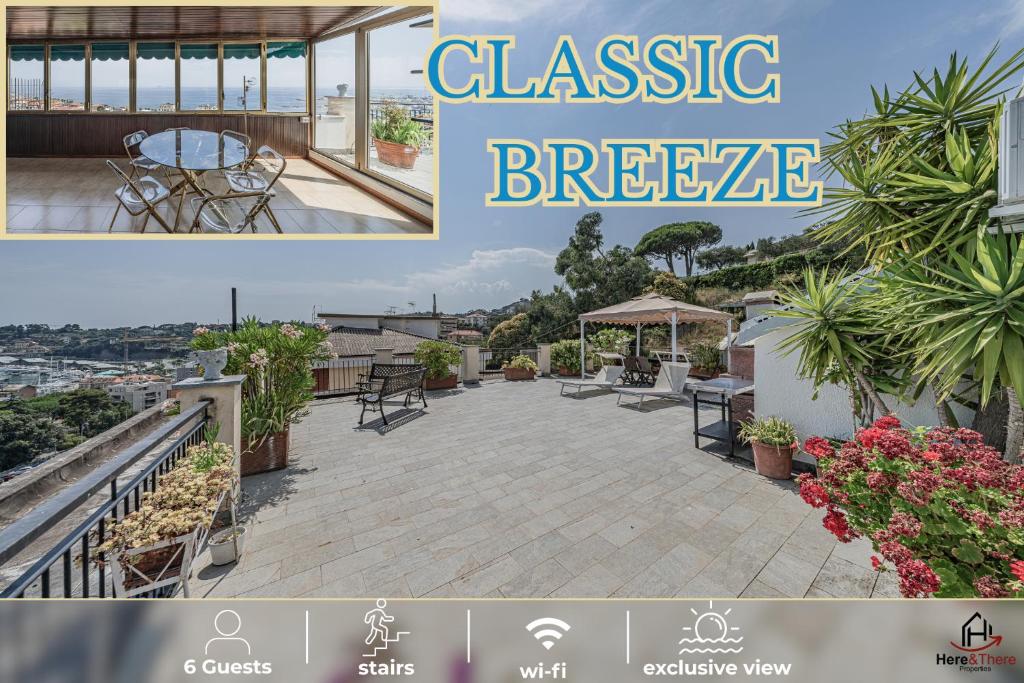 a collage of a picture of a balcony with a view at Classic Breeze - vista mare - terrazza - WiFi in Varazze