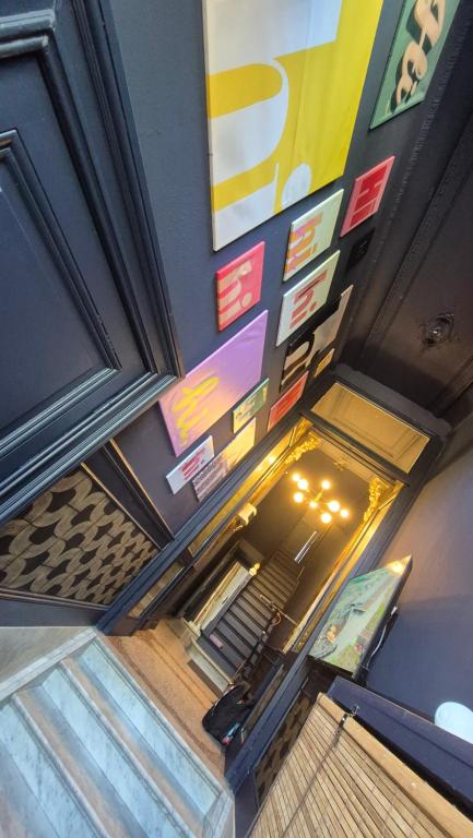 an overhead view of a staircase in a building at Hi bed & breakfast Liège in Liège