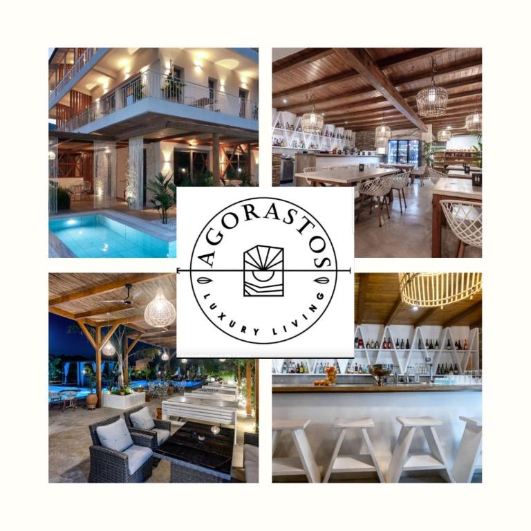a collage of photos of a hotel with a room at Agorastos Luxury Living in Platamonas