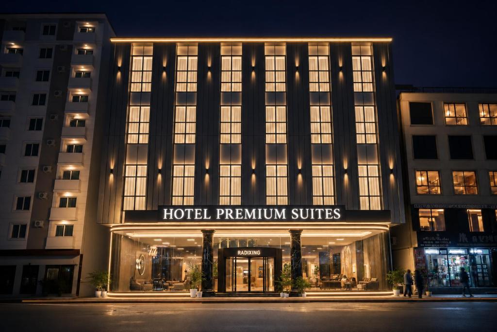 a building with a hotel pentium suites in front of it at Hotel Premium Suites-Free Airport Pickup in New Delhi