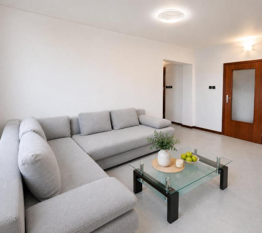a living room with a couch and a table at Croatia Apartman Masa in Senj