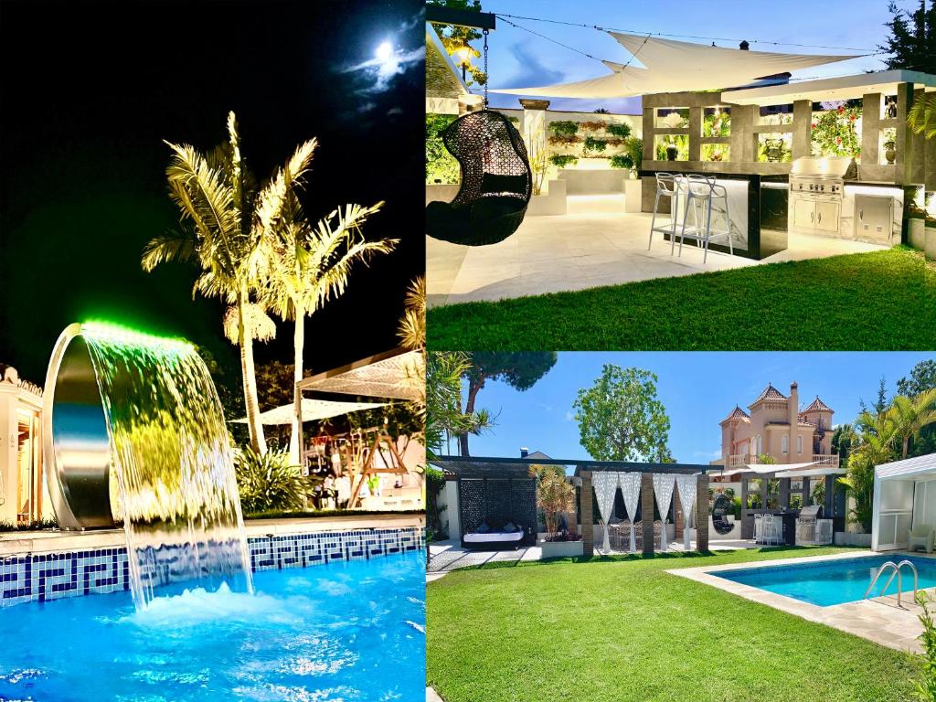 a collage of photos of a house and a swimming pool at Villa Turrion in Marbella