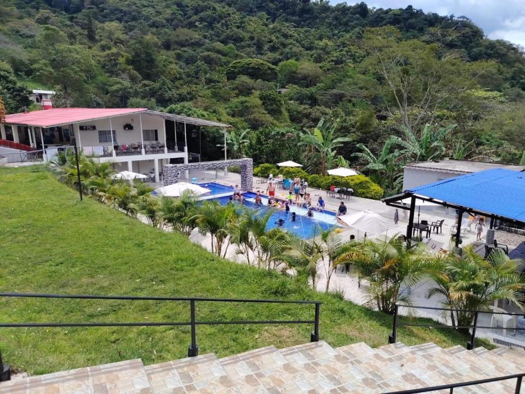 an aerial view of a resort swimming pool at Finca Villa Carmen, Vía Magdalena in Villeta