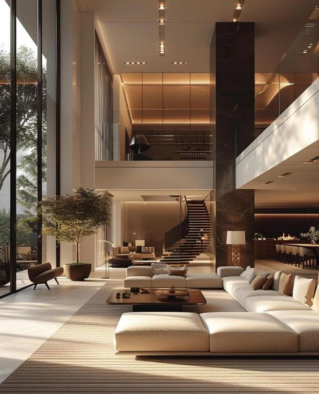 a living room with couches and a staircase at Manchester castle in Nagpur