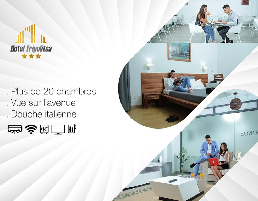 a collage of photos of an office at Tripolitsa in Antananarivo