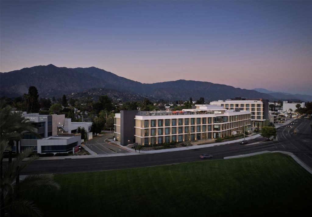 a view of a city with a building and a street at Hilton Arcadia Los Angeles in Arcadia
