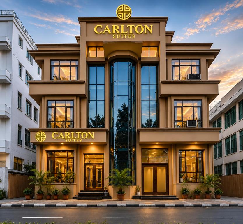 a building with a carleton suites sign on it at Hotel Rivlet By Carlton Suites in Gurgaon