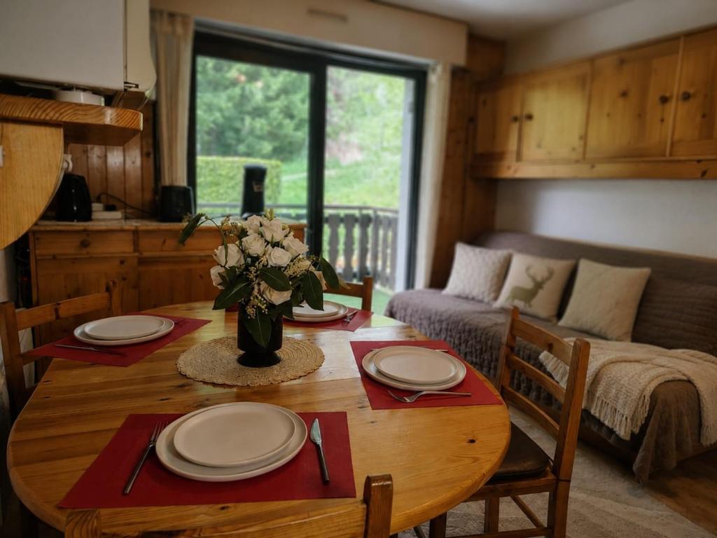 Charmant 2 pièces avec terrasse, proche commodités et navettes, 4 pers, WiFi, parking, Châtel