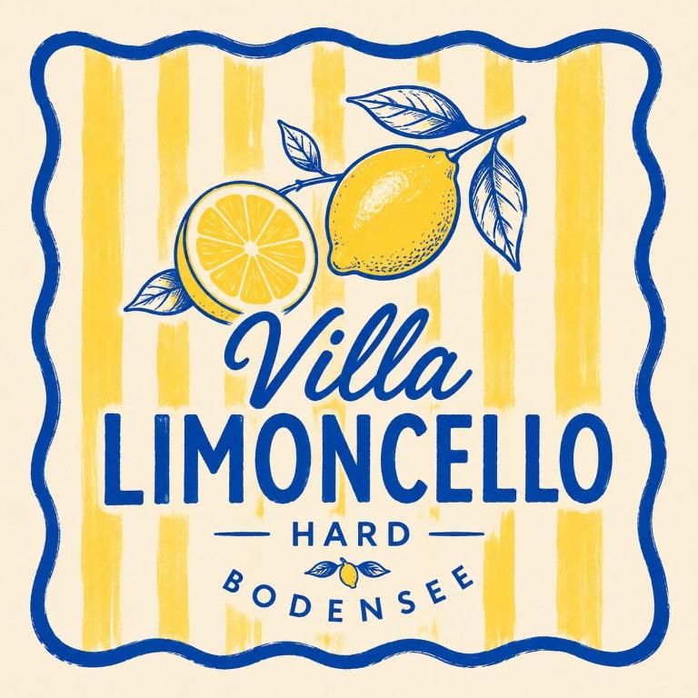 a label for a lemonade with two lemons at Villa Limoncello in Hard
