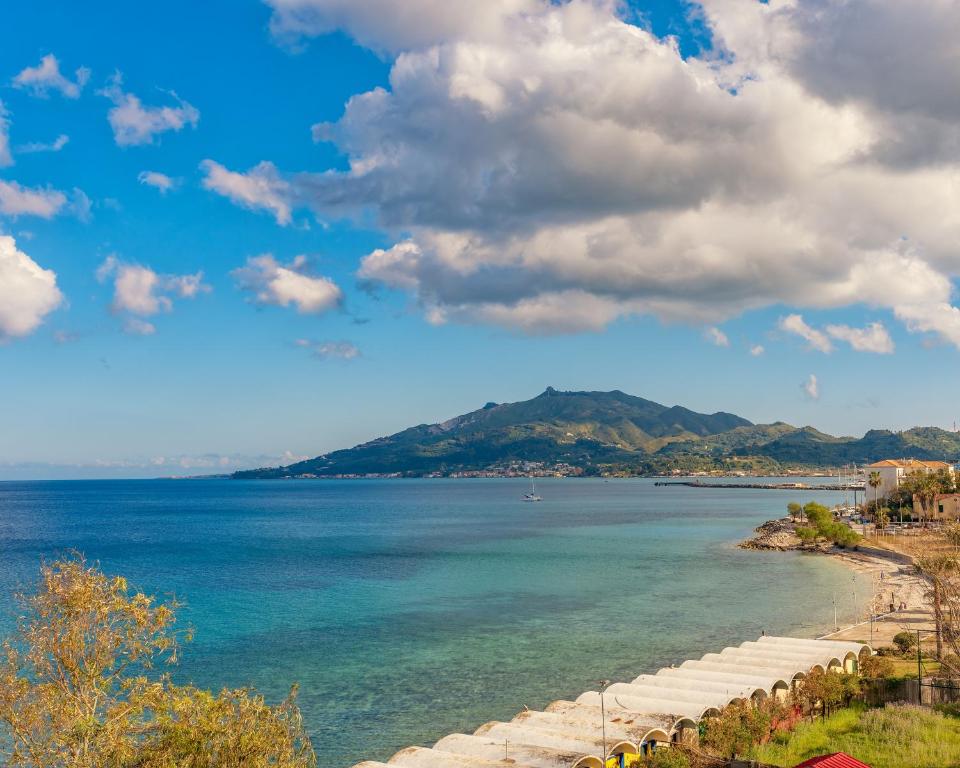 a view of a beach and the ocean at Saltwater Serenade Apartments in Zakynthos