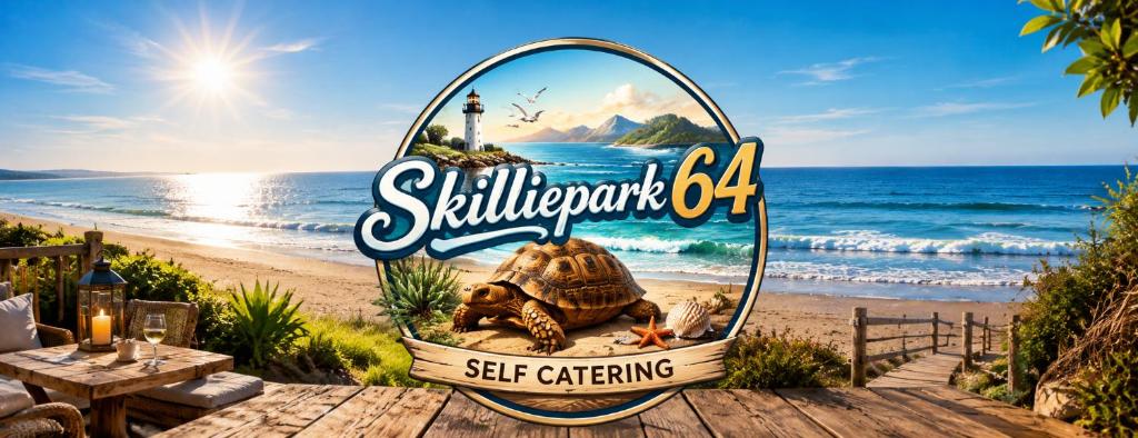 a sign for a restaurant with a turtle on the beach at Dwarskersbos,Skilliepark in Velddrif