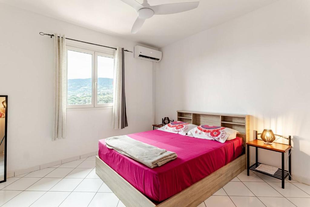 a bedroom with a large bed and a window at Au Franciscea, climatiseurs, centre ville, sud in Saint-Louis