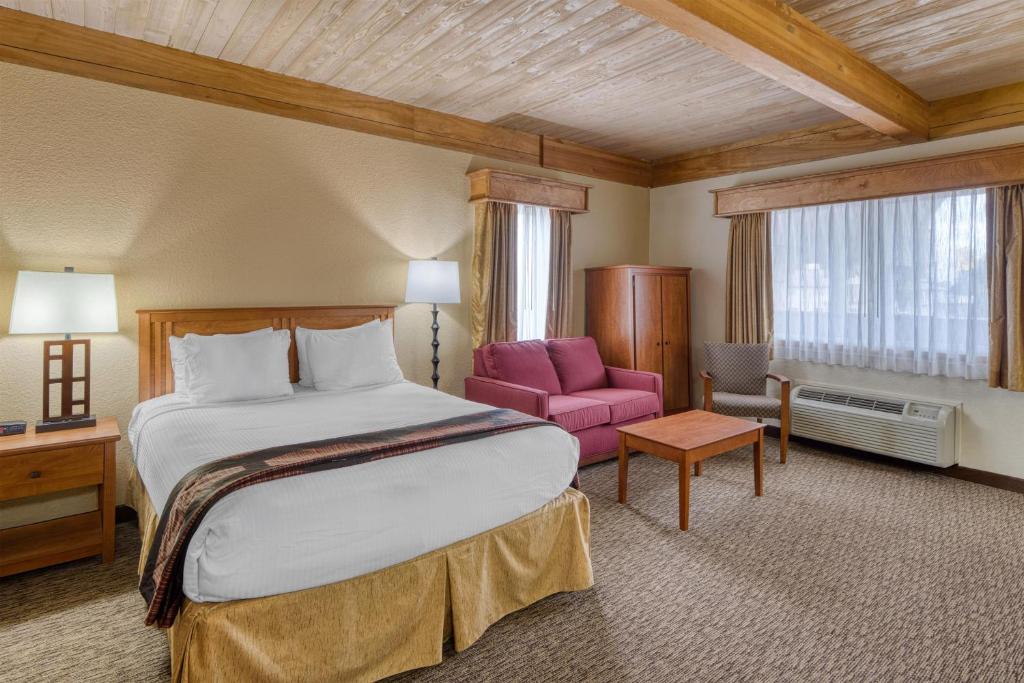 a hotel room with a bed and a pink chair at Best Western Plains Motel in Wall